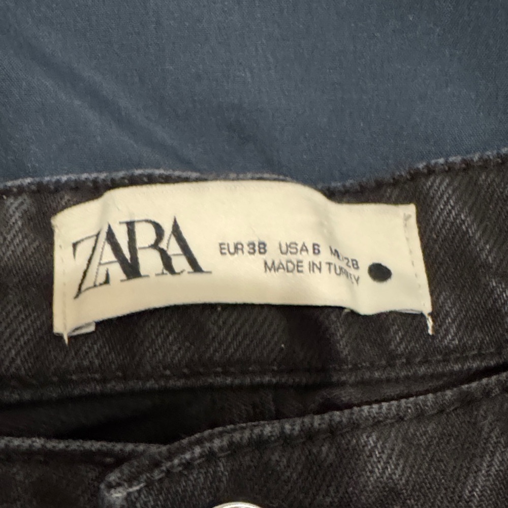 Zara Black Straight Leg Jeans Size 6 High Waisted Minimal Chic - Picture 3 of 5